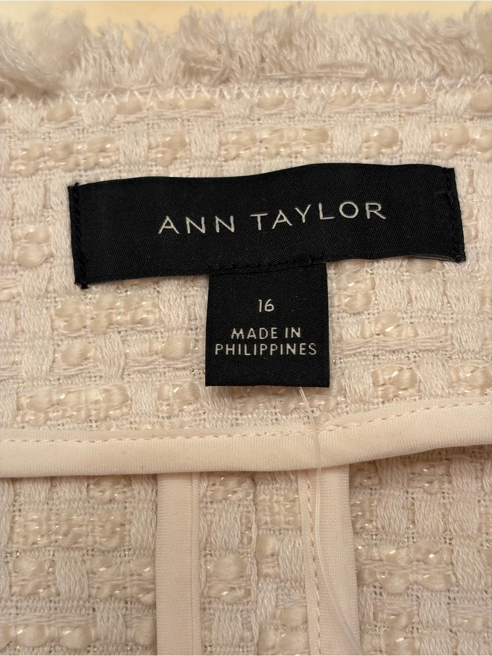 Ann Taylor Cream Textured Ruffle Jacket - Picture 4 of 5